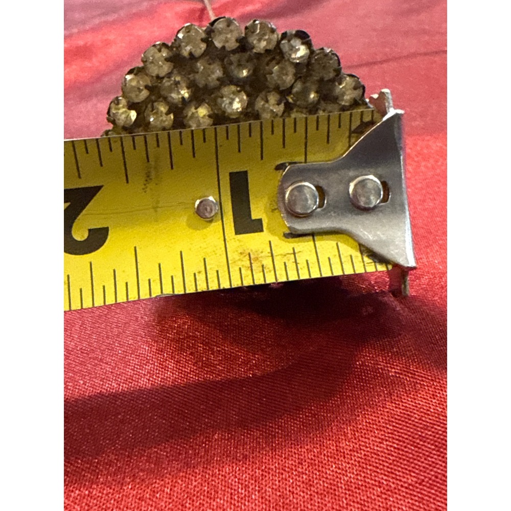 Vintage Rhinestone Hat Pin Large Round Clear Crystal Gold Tone Long 9.5 Inch - Picture 6 of 6